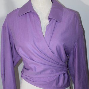 NWT Vince Wrap French Cuffs Blouse Long Sleeve Top L